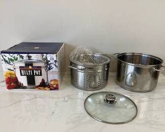 Lot 4072 Williams Sonoma 8 Quart Stainless Multi Pot