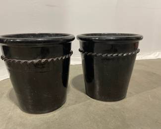 Lot 3929 Pair Glazed Garden Planter Pots