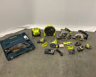 Lot 3073 Ryobi Cordless Tools 18v batteries w charger Bosch Corded Reciprocating Saw