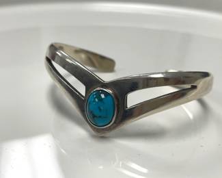 Lot 4218 Sterling Silver Turquoise Cuff Bracelet