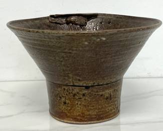 Lot 4092 Artist Signed Studio Pottery Bowl wShrimp Edge Detail