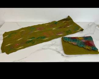 Lot 4205 Felted Wool Clutch Purse Wool Silk Scarf Made in Nepal