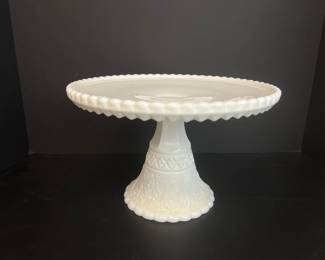 Lot 4037 Vintage Duncan Miller Milk Glass Cake Stand