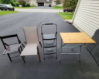 Folding Chair, Folding Step Ladder, Folding Ryobi Quick Stand, Patio Chair