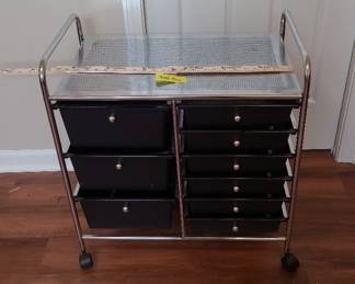 Handy Metal And Plastic Storage Cart On Casters