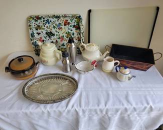 Pottery, Trays, Glass Silver Glass Serving Dish