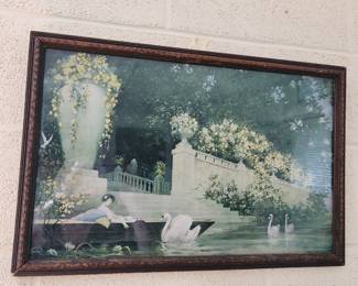 Antique Lithograph Print 'Daydreams' by George Hacker.