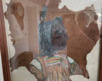 Hard to photograph....this is a Handpainted Animal Skin of an Indian.