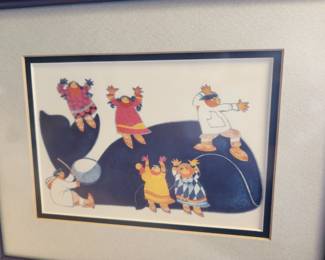 Print by Rie Munoz 'Whale Dance'.