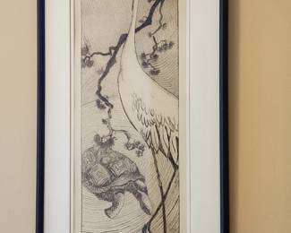 Crane and Turtle....Litho - signed by the Artist