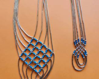 Vintage Southwestern Liquid Silver Necklaces.