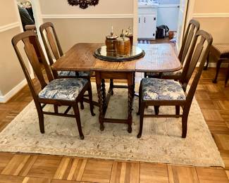 English oak barley twist dropleaf table
