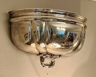 Pair of silver meat-dome sconces