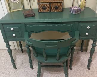 Antique painted desk and chair