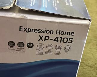 Epson Expression Home XP-4105 Inkjet printer all in one with wireless capability, mobile printing, and a color LCD screen. New in box. Follow Facebook Page: 228EstateSellers for early access details and bonuses - Pre-sales available