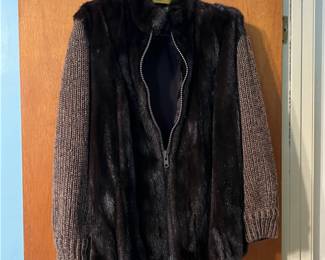 Vintage C.R. Cook Fur and Knit Coat. Beautiful soft real fur front and back with cozy knit sleeves. Follow Facebook Page: 228EstateSellers for early access details and bonuses - Pre-sales available
