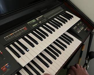 Yamaha Electone Home Organ - featuring dual manuals (keyboards), built-in rhythms, and bass pedals. Follow Facebook Page: 228EstateSellers for early access details and bonuses - Pre-sales available