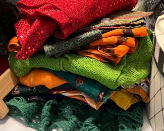 Colorful Scarves and Shawls. Vintage Giovannio Black Satin Hat with Green Lace Trim - Follow Facebook Page: 228EstateSellers for early access details and bonuses - Pre-sales available