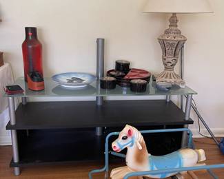 VINTAGE BOUNCY HORSE, TV STAND, ASIAN DECOR