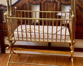 VINTAGE BRASS CRADLE, KING SIZE HEADBOARD