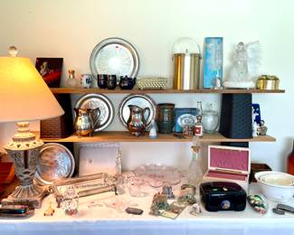 SILVERPLATE, LAMPS, CRYSTAL, MCCOY GOOSE NESTING BOWLS
