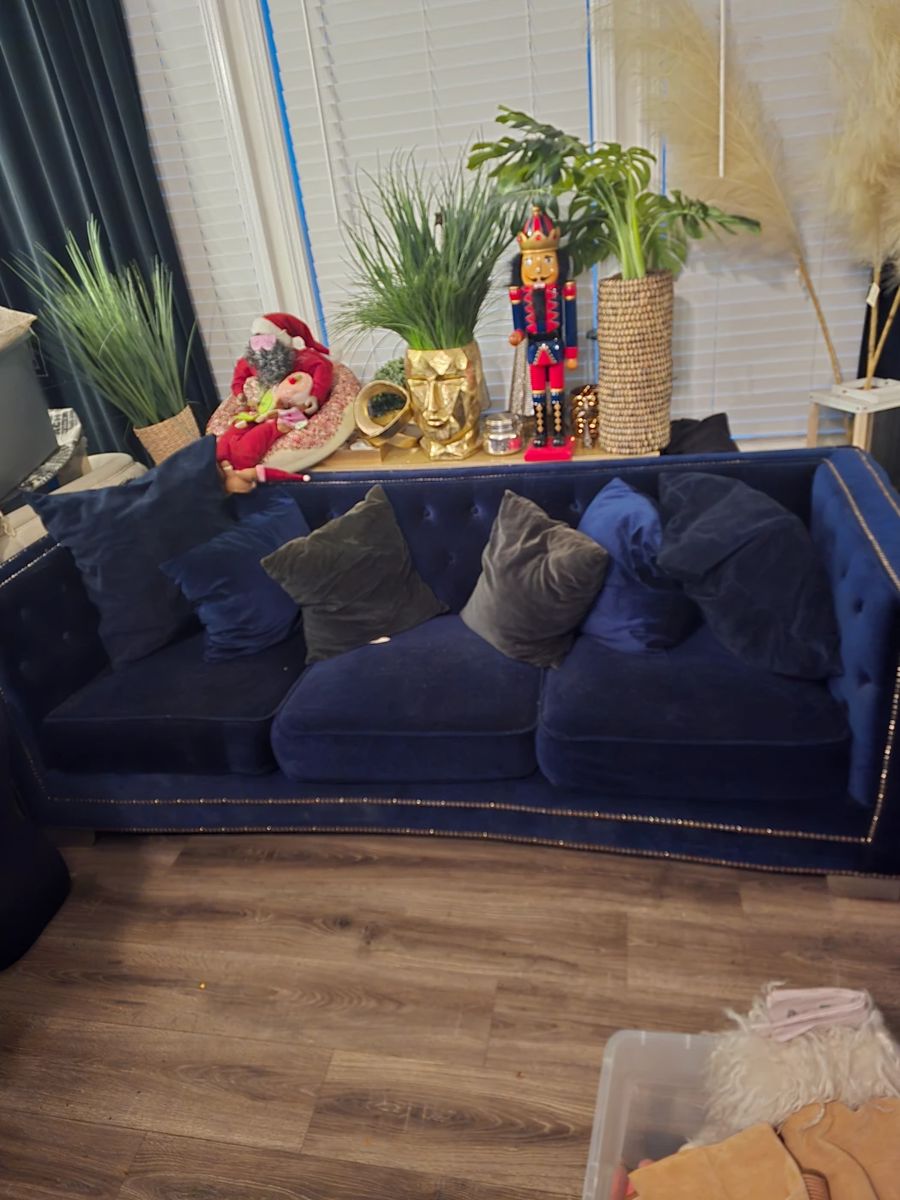 Navy Blue Velvet Couch