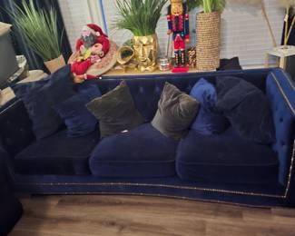 Navy Blue Velvet Couch
