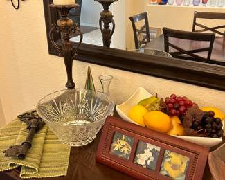 Crystal bowl, mirror