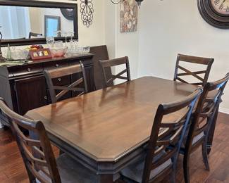 Dark wooden dining room table
