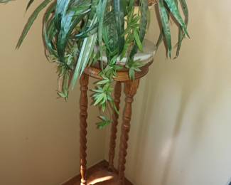 Plant and turned wood plant stand