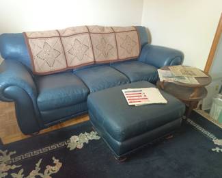 Leather sofa and ottoman