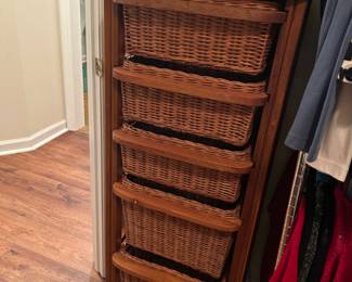 Wood Chest with Woven Drawers