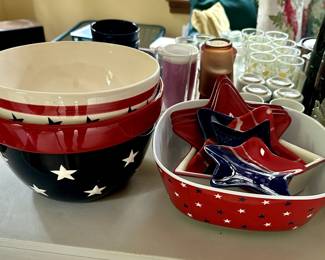 Lots of 4th of July and patriotic dishes and decor