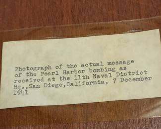 MESSAGE OF PEARL HARBOR BOMBING