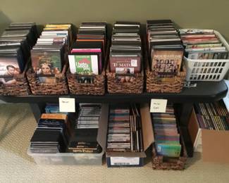 Bunches of DVDs and music CDs