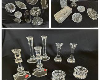 Crystal, crystal, crystal...and a bit of cut glass - jewelry box, bowls, candle sticks, candy jar and more