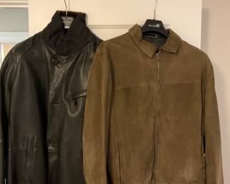 LEATHER ARMANI COAT AND SUEDE DESIGNER COAT