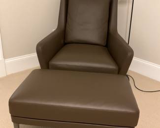 B & B ITALIA LEATHER CHAIR AND OTTOMAN