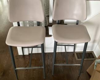 PAIR OF LEATHER KITCHEN COUNTER STOOLS