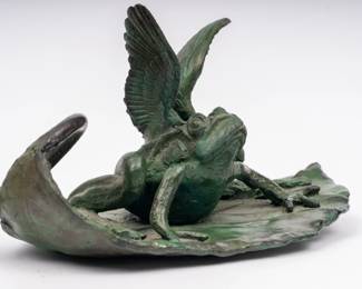 https://www.liveauctioneers.com/item/207340900_frank-fleming-winged-frog-on-leaf-patinated-bronze-sculpture