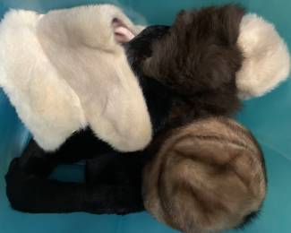 fur muff, hats and collars