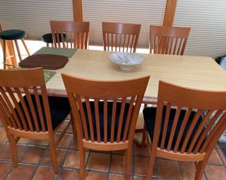 long, rectangular stone table - extremely heavy. 6 chairs