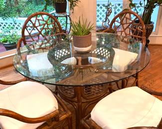 Rattan glass top table and chairs