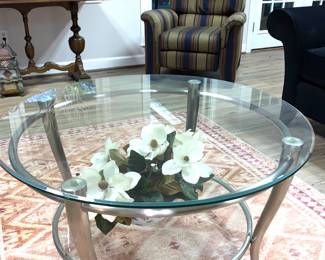 Round glass coffee table