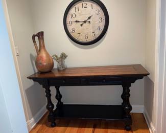 Very heavy, solid sturdy wood console
66WX 20 1/2 DX 34H