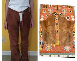 Leather chaps; each leg zips in the back.