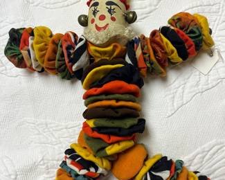 Vintage handmade Yo-Yo clown rag doll