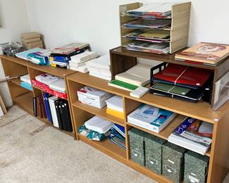 Lots of work/office supplies-papers folders, binder clips, and much more