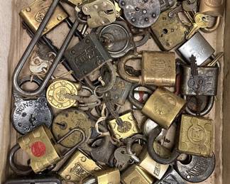 hundreds of vintage padlocks