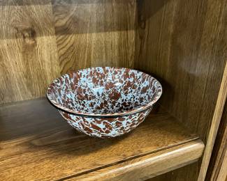 Brown & White Speckled Enamelware Bowl